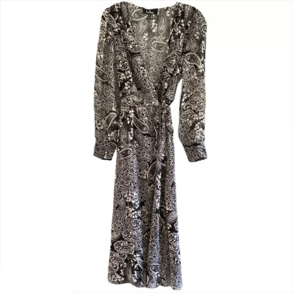NEW LULU’S LOVE LETTERS WRAP DRESS SIZE SMAll - Picture 3 of 5